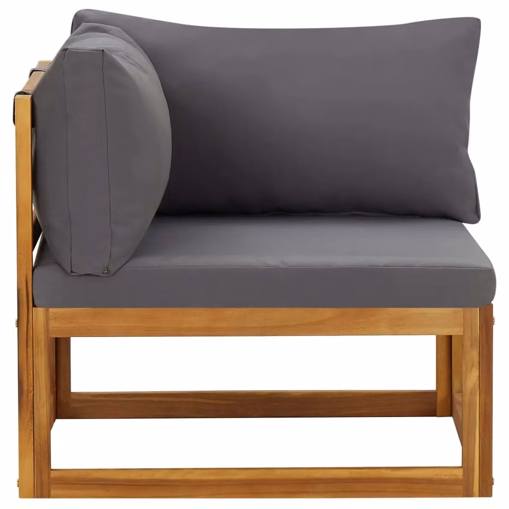 Berkfield Home 2-Piece Sectional Corner Sofa Set with Cushions in Grey Acacia Wood – 3