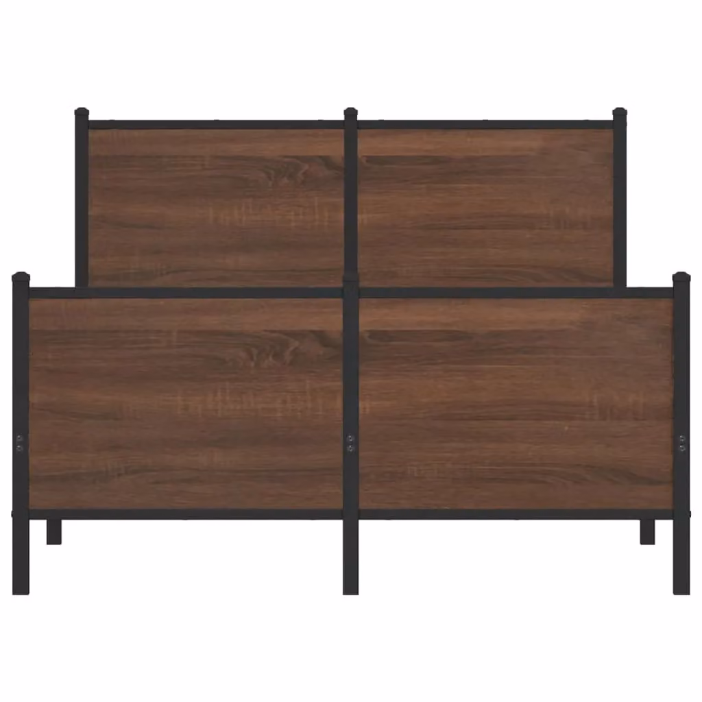 Berkfield Home Metal Bed Frame in Brown Oak, W/D/H: 120 x 190 cm Small Double – 3