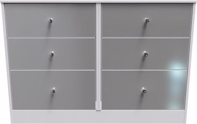 2 U Taunton Ready Assembled 6 Drawer Wide Chest in Mid Grey