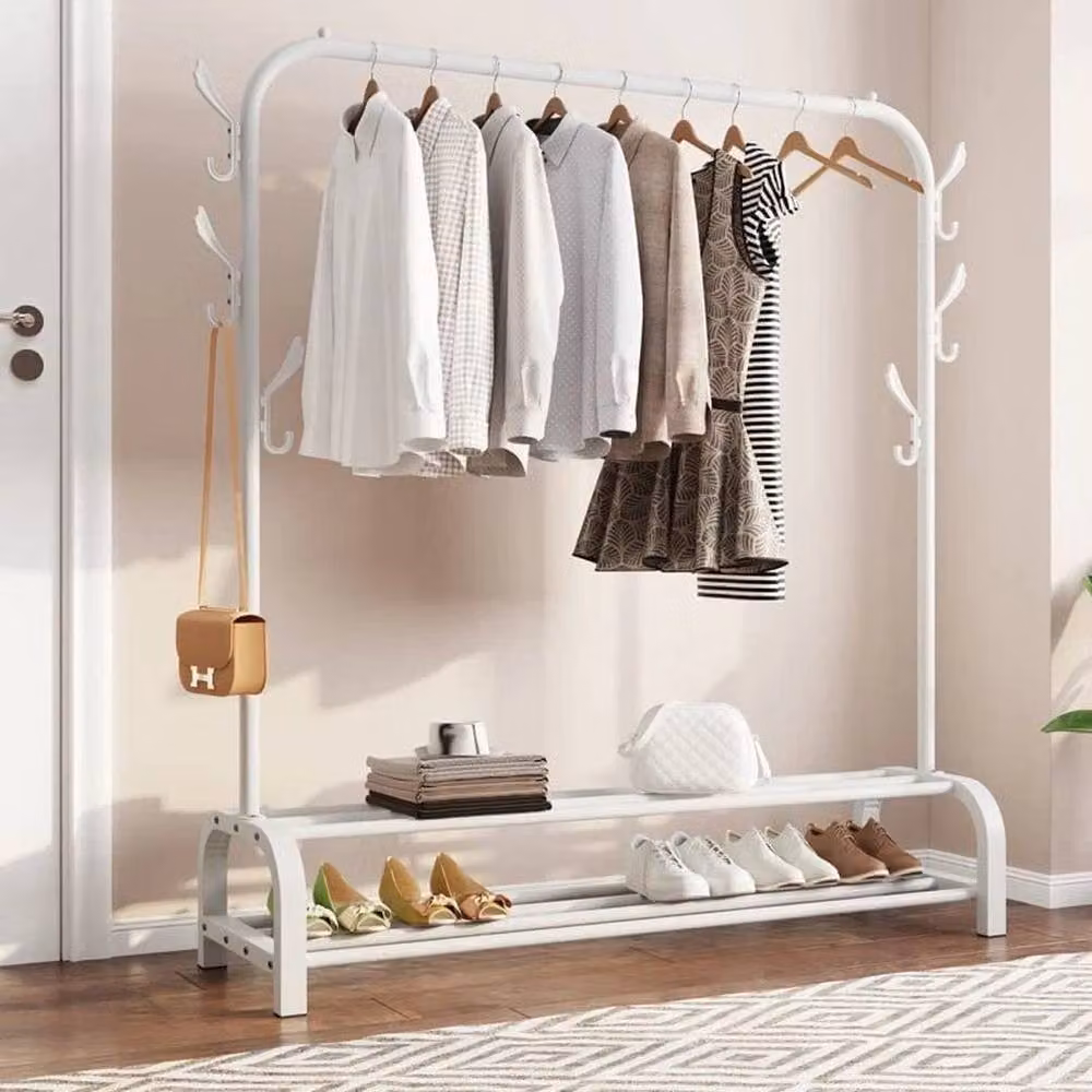 FLAVORA White Matt Metal Heavy Duty Clothes Rail with Continuous Linear Rail, W/D/H: 150 x 33 x 33 cm – 2
