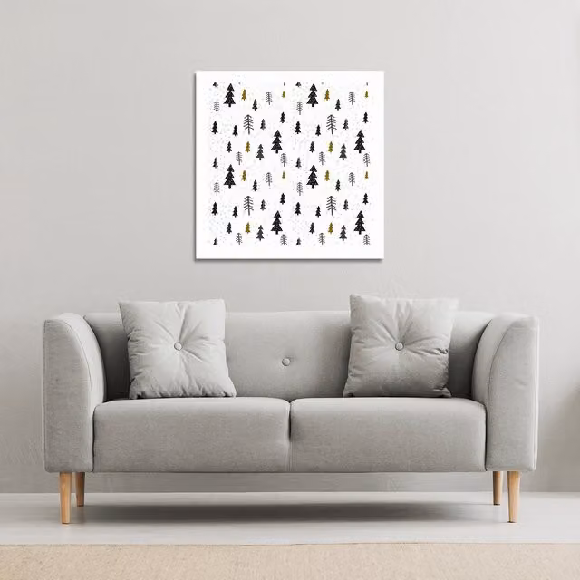 Benjamin Tate Design LTD Winter Graphic Gallery Canvas in White and Multicolour, W/H: 77 x 77 cm