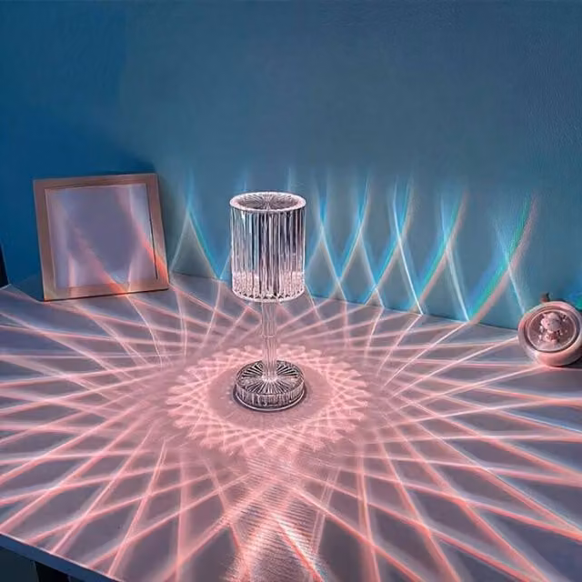 Home Republic Rechargeable Crystal Effect Table Lamp in Transparent with Remote Control