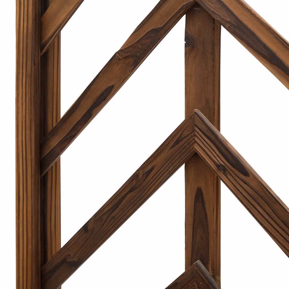 VOGREX Wooden Garden Arbor and Trellis Arch in Brown, H 200 x W 140 x D 65 cm – 5