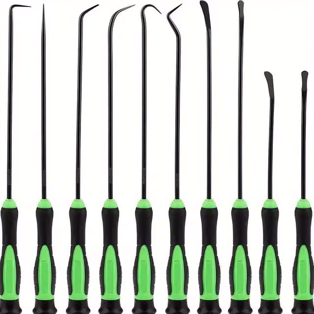 FLAVORA 10-Piece Hook and Pick Set O-Ring Seal Removal Tool in Green