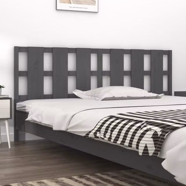 Berkfield Home Grey Rustic Solid Pine Wood Bed Headboard W: 205.5 cm, D: 4 cm, H: 100 cm