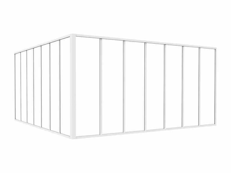 Vente-unique Corner Studio Glass Panelling in Powder-Coated Aluminium, White, W: 210 cm, L: 210 cm
