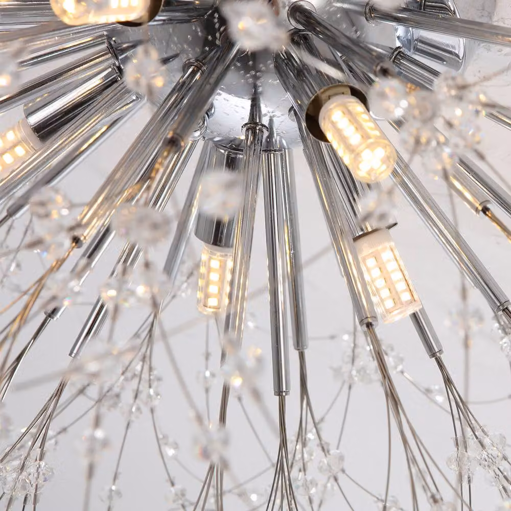 NIVOR Dandelion Firework Crystal Ceiling Light in Chrome Silver with 6 x G9 Bulbs – 3
