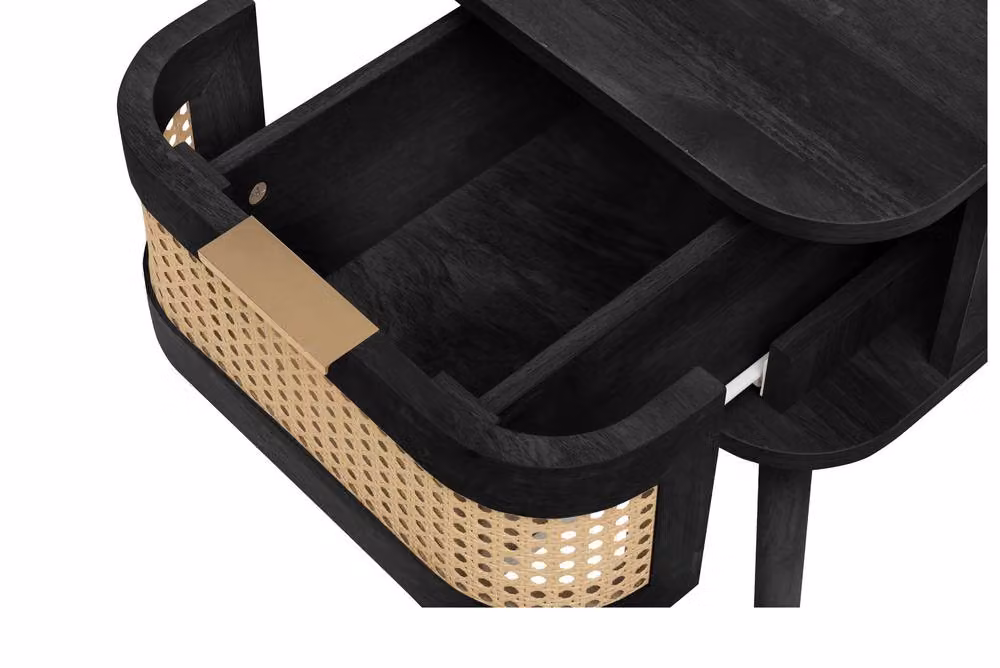 Birlea Sark Pair of Black Rattan Bedside Cabinets with 1 Drawer Each – 5