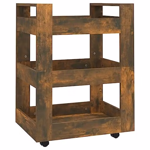 vidaXL Kitchen Trolley in Brown Smoked Oak, W/D/H: 60 x 45 x 80 cm