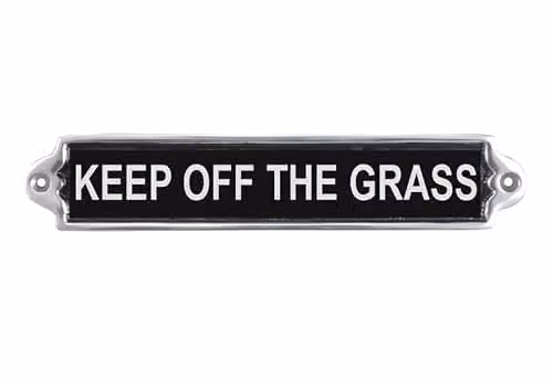 Minster Keep Off The Grass Black Aluminium Wall Plaque, W/H/D: 25 x 6 x 1 cm – 1
