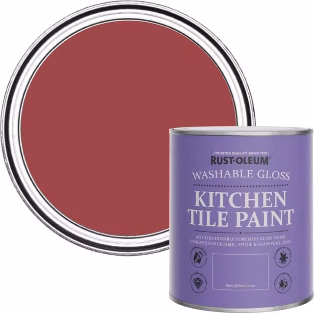 Rust-Oleum Soho Red Kitchen Tile Paint in a Gloss Water-Based Finish, 0.75 l