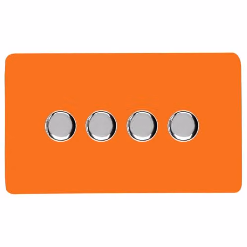 Trendi Switch 4 Gang 1 or 2 Way 150w Rotary LED Dimmer Light Switch in Orange