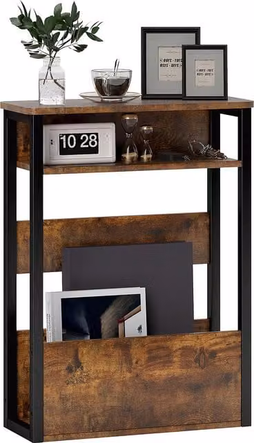 HOMCOM Industrial-Style Side Table in Black and Brown – 1