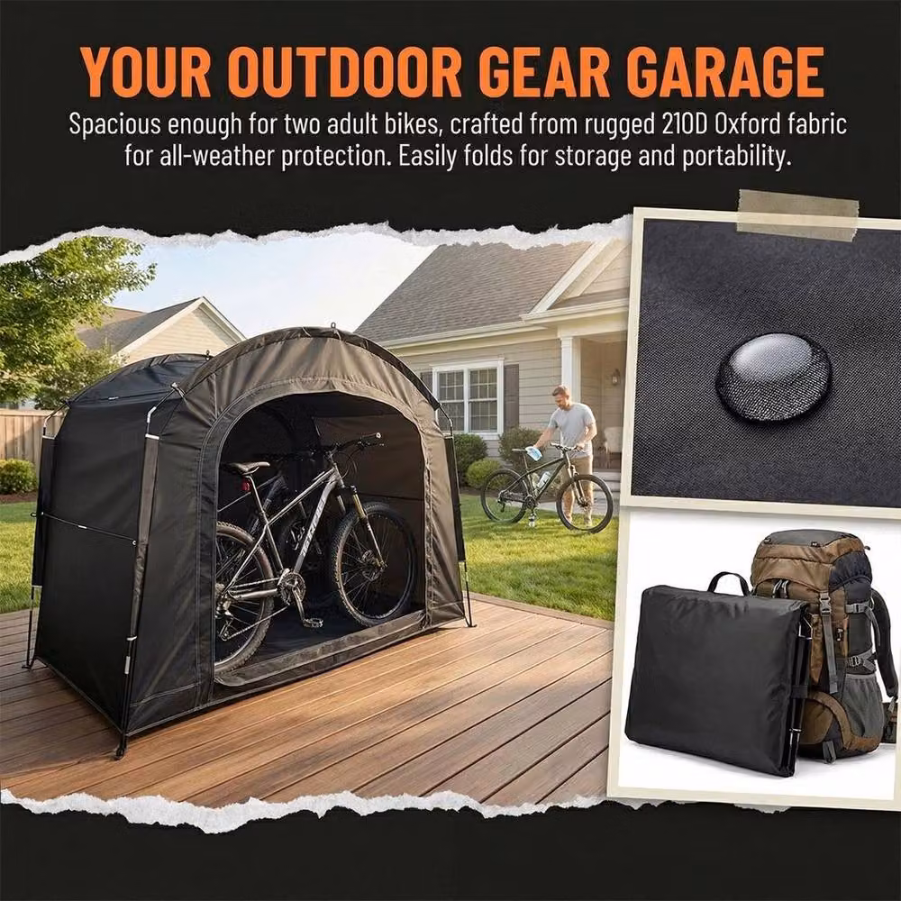 KORVIXA Waterproof Bicycle Storage Tent Garden Bike Shelter Cover, Black – 3