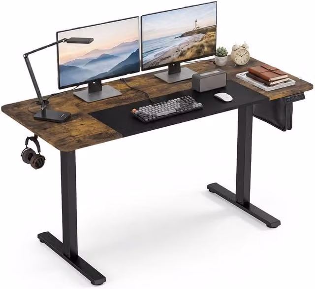 Gymax Height Adjustable Electric Standing Desk in Brown