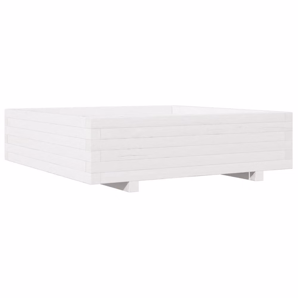 Berkfield Home Decorative Garden Planter Tub, White, Solid Wood, W: 90 cm, D: 90 cm, H: 26.5 cm – 2