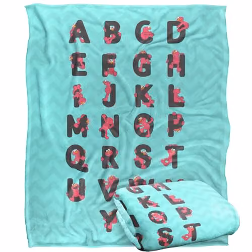 LOGOVISION Sesame Street Elmo Alphabet Super Soft Fleece Throw Blanket, Multicolour, W/D/H: 152 x 127 cm