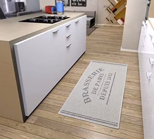 Hanse Home Brasserie de Paris Flatweave Polypropylene Kitchen Runner Rug, Grey, W: 62 cm, L: 150 cm – 1