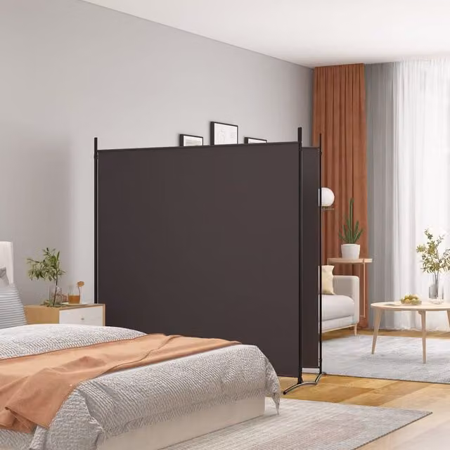 Berkfield Home 2-Panel Fabric Room Divider in Brown, W: 348 cm, H: 180 cm – 1