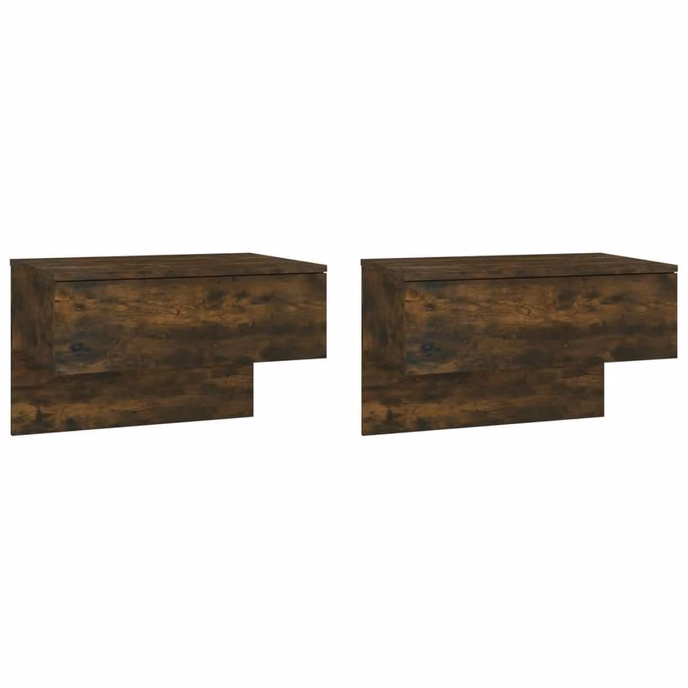 Berkfield Home Set of 2 Wall-mounted Bedside Cabinets in Smoked Oak Brown, W/D/H: 40 x 40 x 60 cm – 3