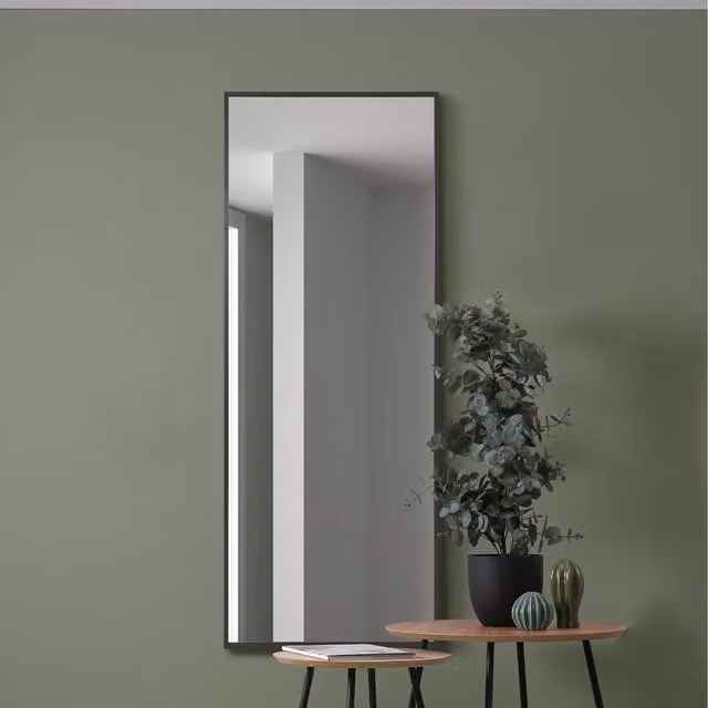 MirrorOutlet Artus Black Aluminium Edged Rectangular Hanging Mirror