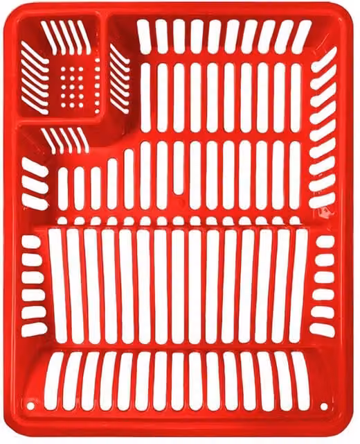 SPETLEK Red Plastic Rectangular Large Kitchen Sink Dish Drainer