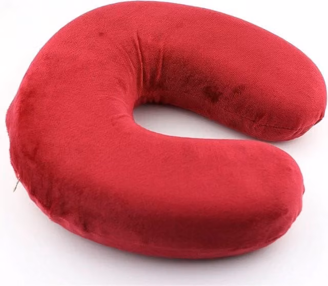 Nordara Red U-Shaped Foam Neck Support Travel Pillow Cushion, Pack of 2