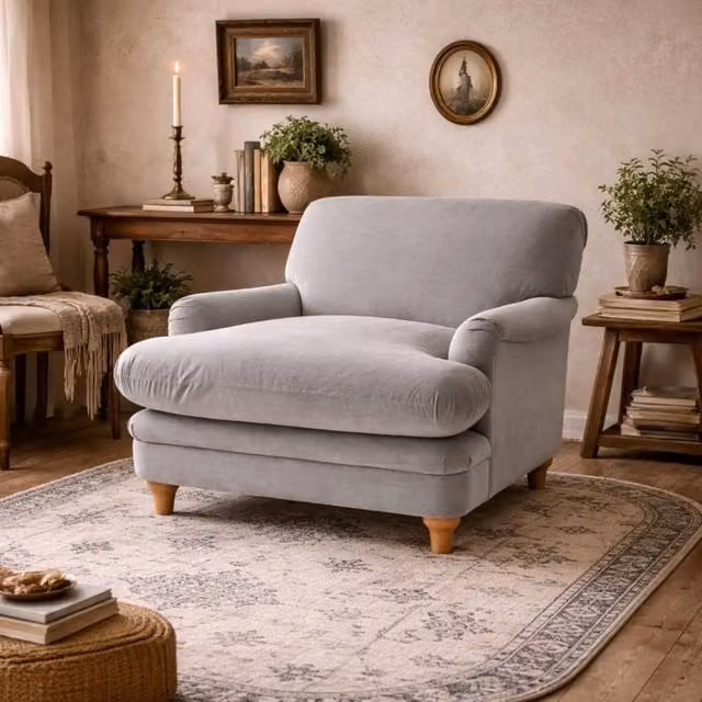 Wyld Haus Bambola Armchair in Soft Grey Chenille Fabric – 1
