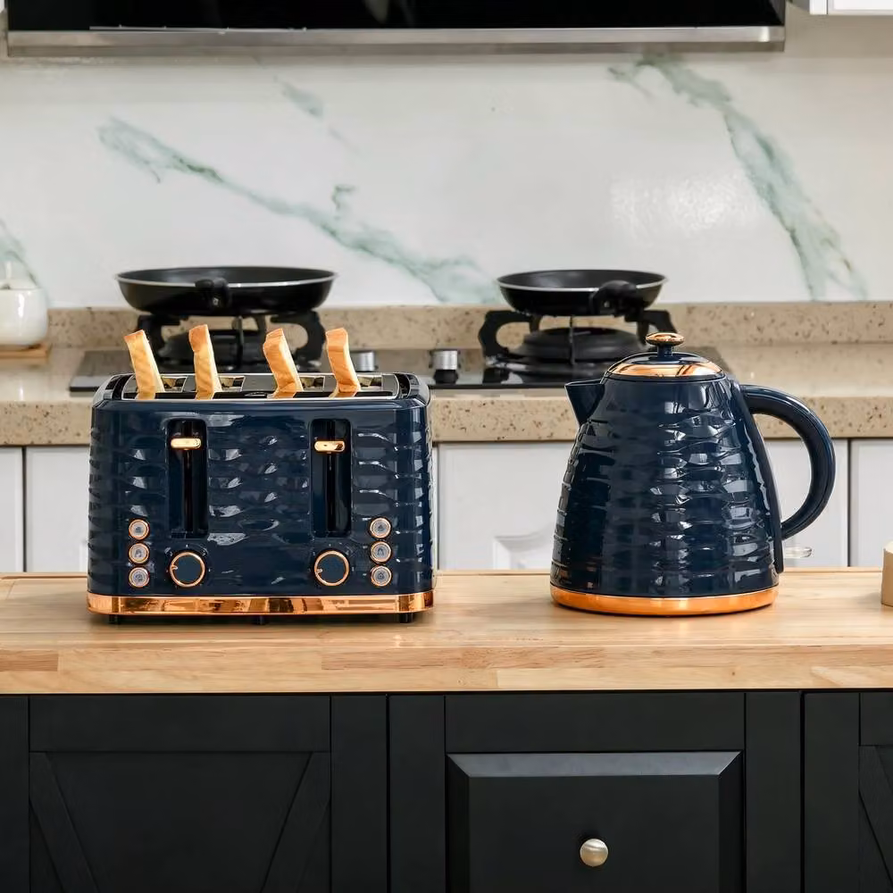 STILVORA Blue Stainless Steel Kettle and 4 Slice Toaster Set – 3