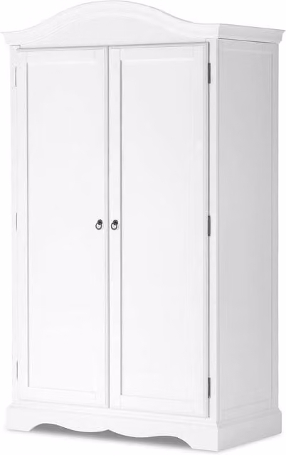 Romance Full Hanging Double Wardrobe in White with Hinged Doors and Metal Hanging Rod