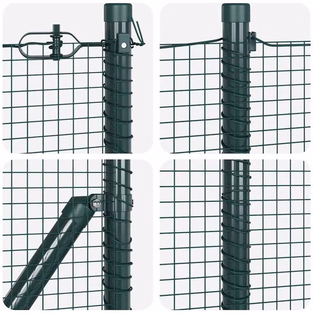 Berkfield Home Green Steel Welded Wire Fence with 13 Posts, 0.4 x 50 m – 6