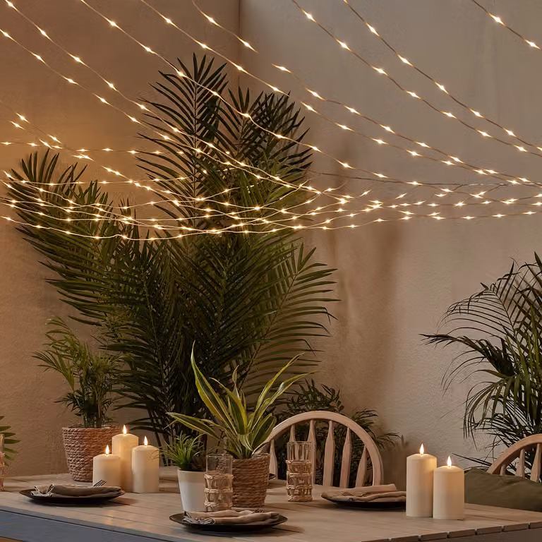 Lights4fun Dual Colour LED Connectable Canopy Light and Waterproof LED TruGlow Candle Bundle in White