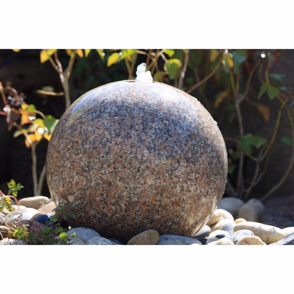 Buttercup Farm Pinky Granite Sphere Water Feature with Pump and Light, Multicolour, W/D/H: 40 x 40 x 40 cm – 3