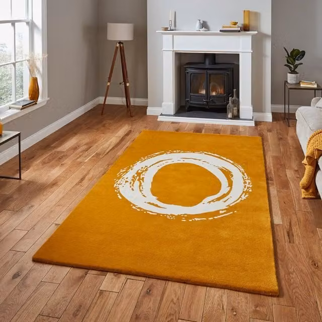 The Rug Shop UK Yellow Abstract Wool Area Rug, W: 150 cm, L: 230 cm