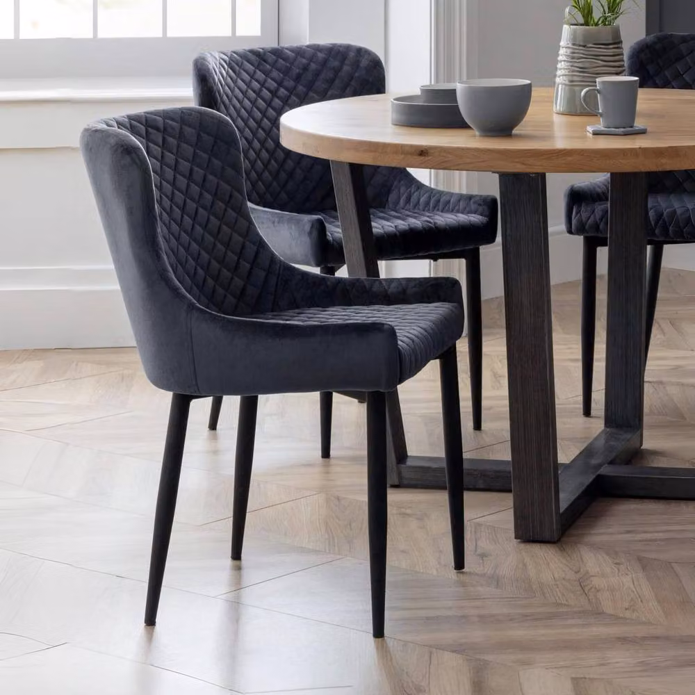 Cheshire Cromwell Set of 2 Grey Velvet Dining Chairs with Armrests – 3
