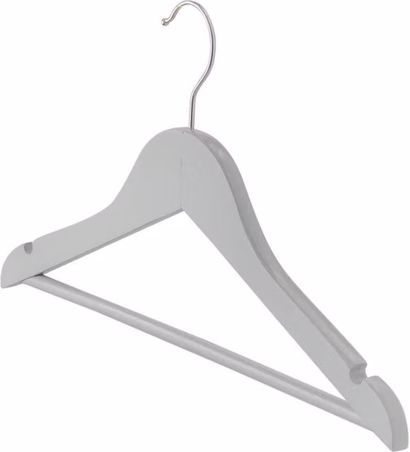 Havendro Wooden Kids Hangers with Trouser Bar, Grey, Pack of 20 – 1