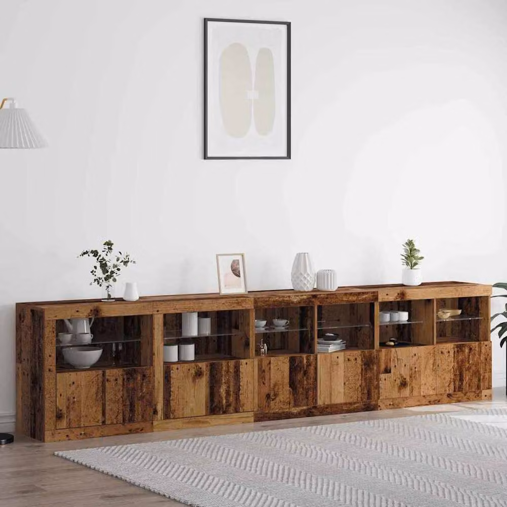 Berkfield Home Rustic Brown Sideboard with Integrated LED Lights, W: 283 cm, D: 37 cm, H: 67 cm – 2