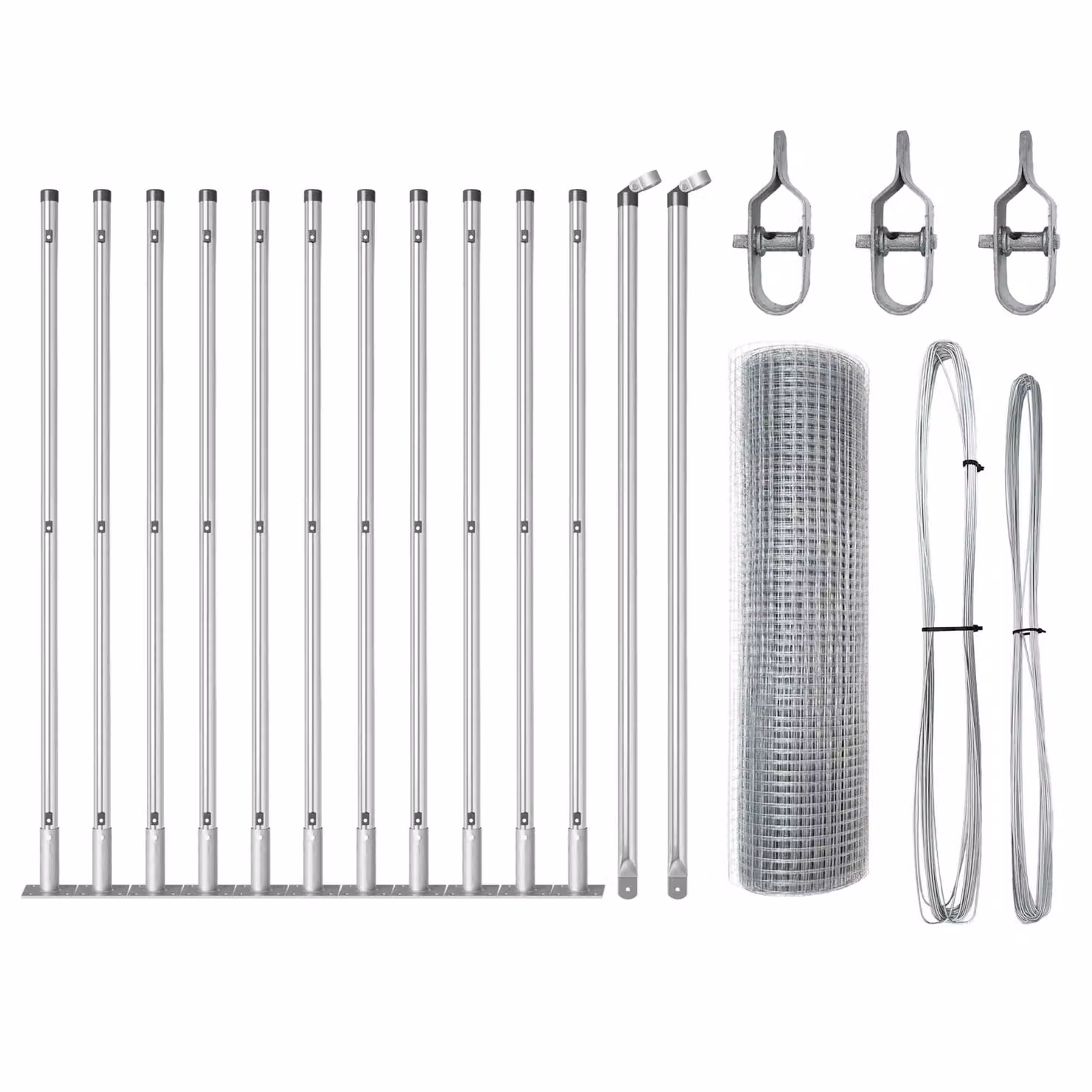 Berkfield Home Welded Wire Fence with 13 Flanged Posts, Galvanised Steel, Silver – 2