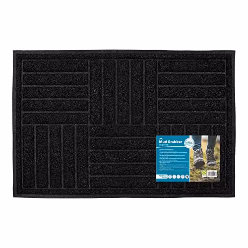 JVL Black Spaghetti Scraper Mud Grabber Doormat, W: 60 cm, D: 40 cm – 5