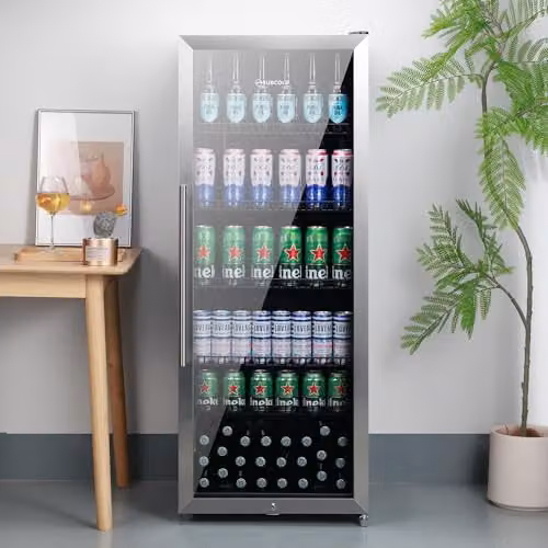 Subcold MAXI250LED Upright Drinks Fridge with Stainless Steel Glass Door, 237L Capacity, Lockable and LED Interior Light, Silver – 4