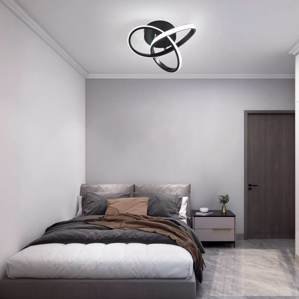NIVOR Black Modern LED Flush Mount Ceiling Light with Cool White Illumination – 5