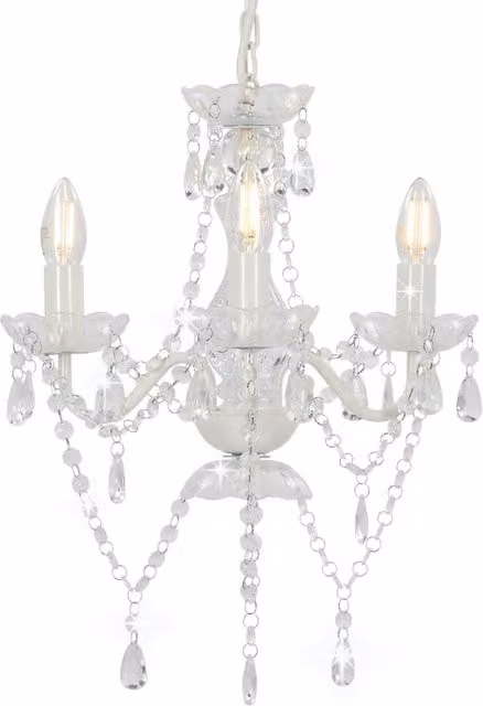 Berkfield Home Round White Chandelier with Beads and 3 x E14 Sockets