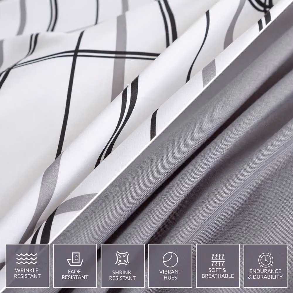 Pamposh Reversible Microfibre Duvet Cover and Pillowcase Set in White – 3