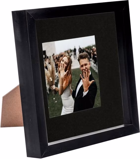 Nicola Spring Black 3D Box Photo Frame with 4 x 4 inch Mount