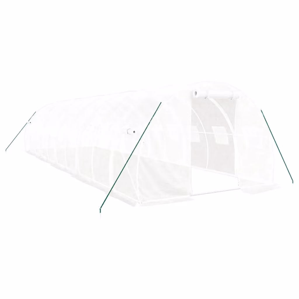 Berkfield Home Freestanding Steel Frame Greenhouse in White, W/D/H: 10 x 3 x 2 m – 2