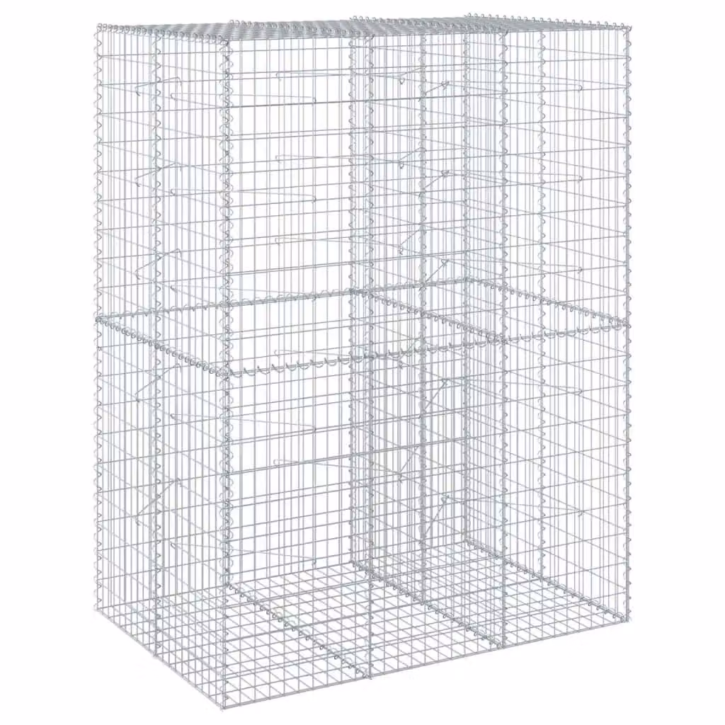 Berkfield Home Silver Galvanised Steel Gabion Basket with Cover, W: 150 cm, D: 100 cm, H: 200 cm – 2