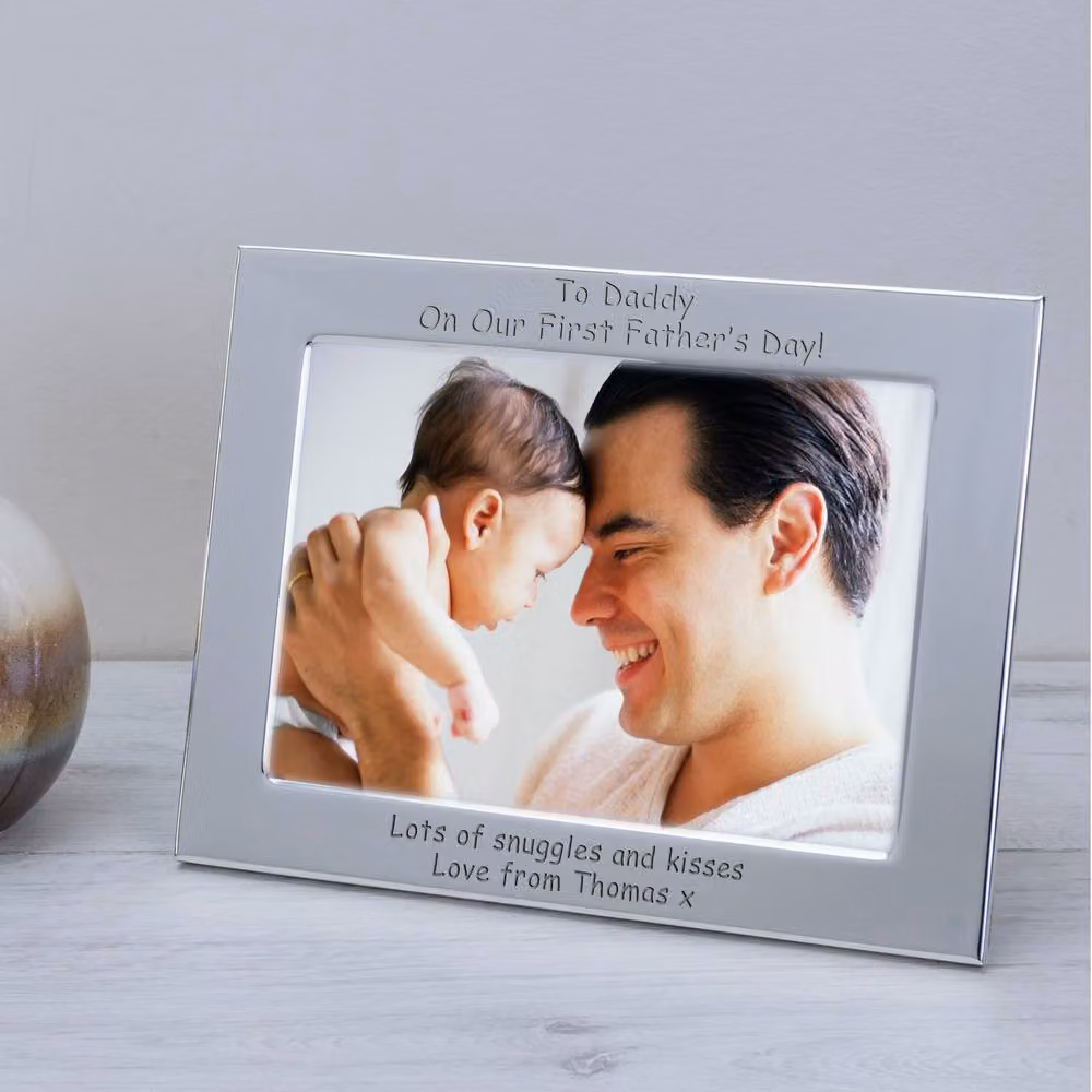 Uniqueful Personalised Silver Plated Rectangular Tabletop Picture Frame for Father's Day