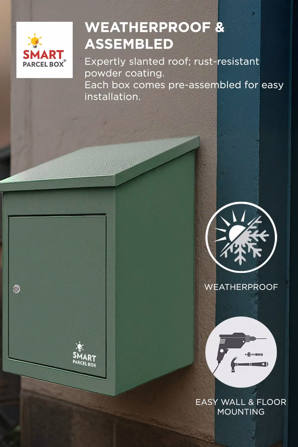 Homescapes Smart Parcel Box Medium Front Access Secure Delivery Box in Green – 4