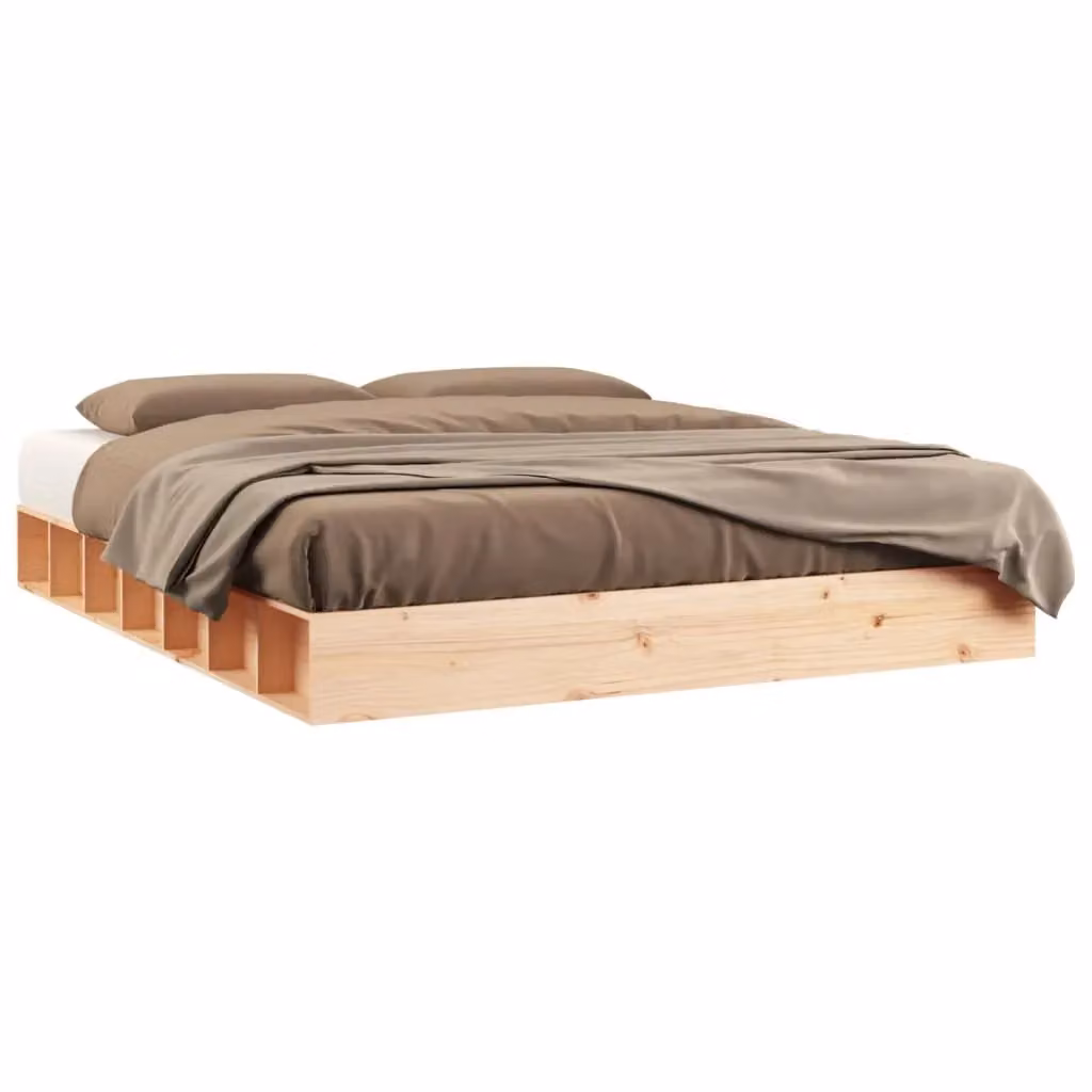 Berkfield Home King Size Solid Pine Wood Bed Frame in Brown, W/D/H: 150 x 200 cm – 2