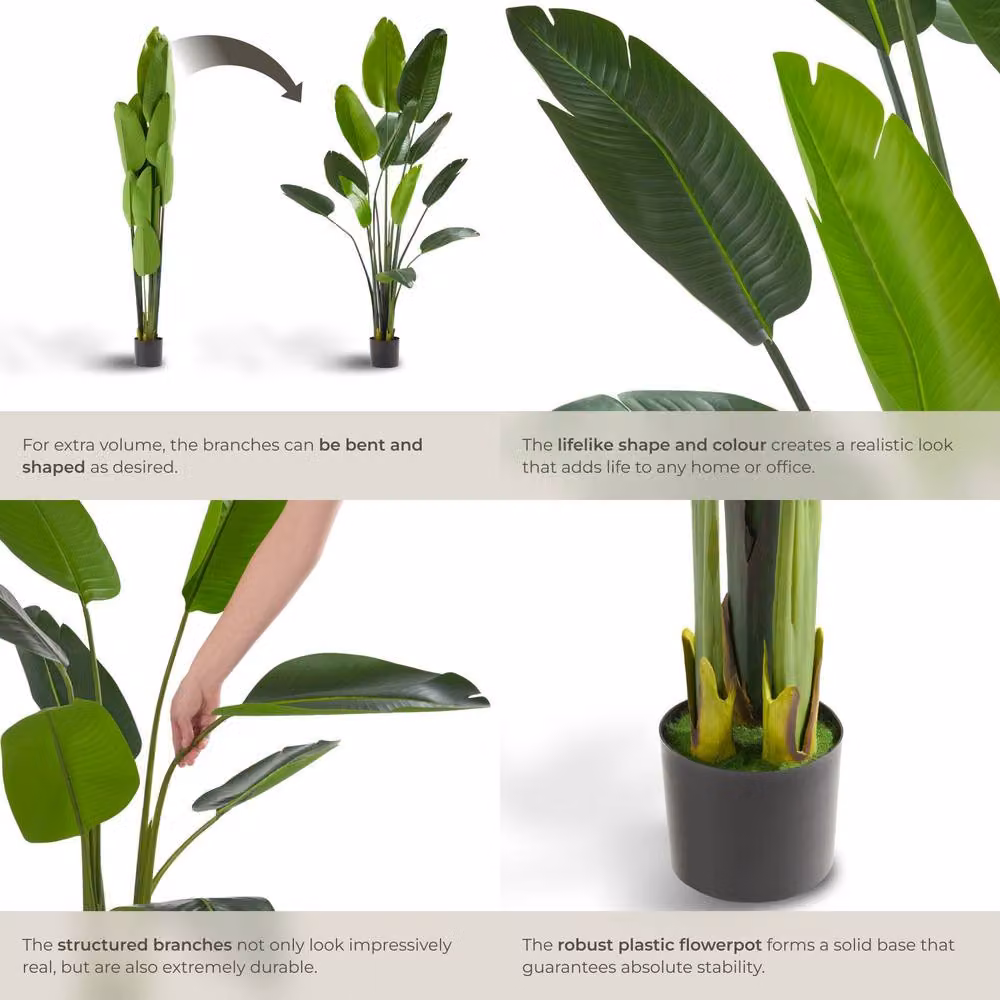 tectake Artificial Bird Of Paradise Tree, Green, Height: 120 cm – 4